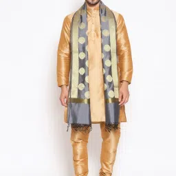 Silk Blend Woven Grey Men Dupatta-picture-20