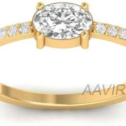 Oval Diamond Halo Anniversary Ring Silver Ring-image-48