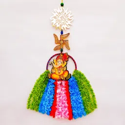 Medium Size "GANESH IDOL","SWASTIK"&"OM" sign Dream Cather For Car,Home,Office. Wool, Wood Dream Catcher-image-4