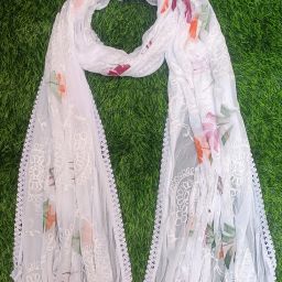Pure Cotton Embroidered White Women Dupatta-image-62