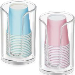 Acrylic Compact Small Disposable Paper Cup Dispenser Storage Holder for Cups Plastic Glass Holder-61