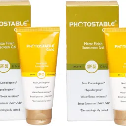 Sunscreen - SPF 55 PA+++ Photostable Gold Matte Finish Sunscreen Gel | PA+++ SPF 55 | Pack of 02-image-42