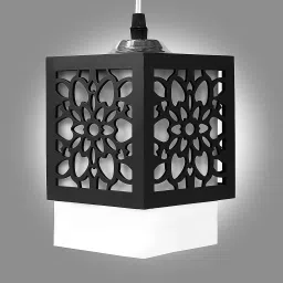 Gojeeva Wooden Hanging Without Bulb Pendants Ceiling Lamp (Black, White) Pendants Ceiling Lamp image 3