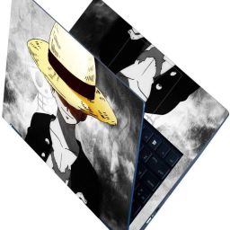 Techfit Full Body Laptop Skin Upto 15.6 Inches - Yellow Black Hat Luffy One Piece Self Adhesive Vinyl Laptop Decal 15.6-19