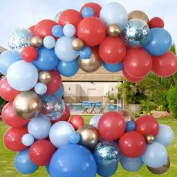 Blue red party decoration balloon for birthday, anniversary party pack of 65pcs-image-29