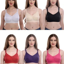 Pack of 6 Women Full Coverage Non Padded Bra-image-24