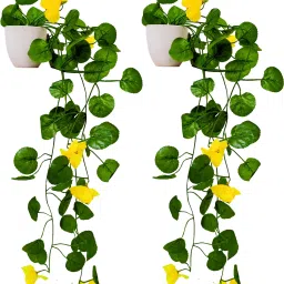Artificial Flower Vine Plant Falling with Pot : Pack of 2 (Natural Touch & Feel) Wild Artificial Plant with Pot-10