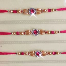 Bhaiya Bhabhi Red-white stone Assorted Rakhi Set-image-18