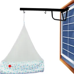 Galaxy Baby Cradle with Attached bed and Mosquito net and Window Metal Hanger-picture-0