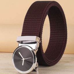 Men Formal, Casual, Party, Evening Brown Nylon Belt-image-55