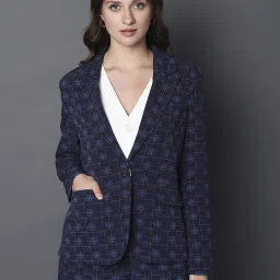 Women Checkered Single Breasted Formal Blazer-image-89