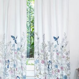 Tranquebar Home Blue & White 2 Pieces Floral Cotton Room Darkening Window Curtains-31