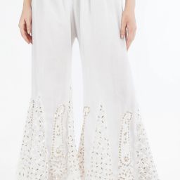 Women Relaxed White Georgette Trousers-image-51