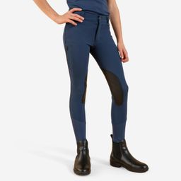 Kids' Lightweight Mesh Riding Jodhpurs with Grippy Suede Patches 500 - Dark Blue-image-20