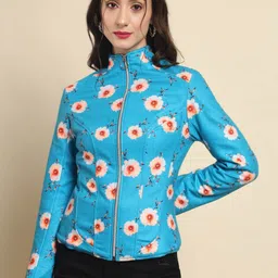TANDUL Women Fleece Lightweight Tailored Jacket with Patchwork-picture-14