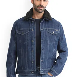 RARE RABBIT Men Rubik Tailored Fit Denim Jacket-image-77