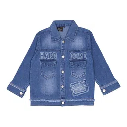 CREMLIN CLOTHING Boys Blue Washed Denim Jacket with Patchwork-image-37