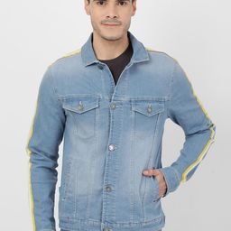 Llak Jeans Men Blue Washed Denim Jacket-image-69