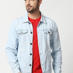 High Star Men Blue Washed Denim Jacket-image-118