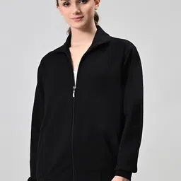 BAESD Women Solid Fleece Lightweight Bomber Jacket-image-95