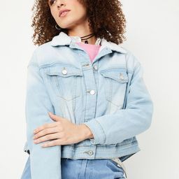 max Washed Spread Collar Crop Denim Jacket-image-72