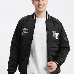 SHOWOFF Typography Printed Mandarin Collar Windcheater Rapid-Dry Slim fit Padded Jacket-picture-32
