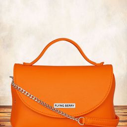 FLYING BERRY Orange PU Structured Satchel-image-6