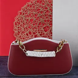 DRASTR Structured Handheld Bag with Cut Work-30