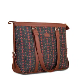 ZOUK Black Geometric Laptop  Structured Tote Bag image 5