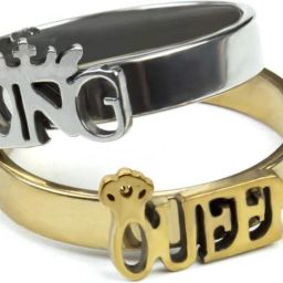Stainless Steel Silver, Gold Plated Ring Set-image-100