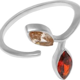 Sterling Silver Dual Leaf Embrace adjustable ring for women with 925 stamped Sterling Silver Rhodium Plated Ring-image-59