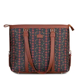 ZOUK Black Geometric Laptop  Structured Tote Bag image 3