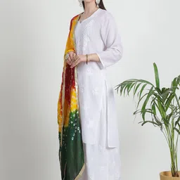 LOOM LEGACY Printed Dupatta with Thread Work image 5