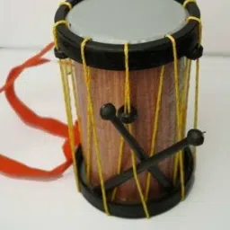 Indian Made Kids Drum Musical Toy (Chenda, Dhol) with Sticks and Hanging Thread - Medium Size-9