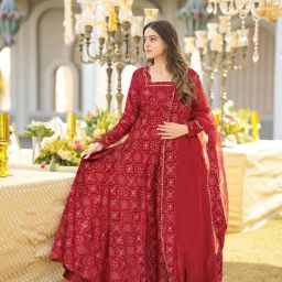 Printed Rayon Blend Stitched Anarkali Gown-image-56