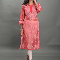 Apratim Ethnic Motifs Chikankari Embroidered Georgette Kurta-picture-48