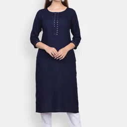 VEDANA Women Navy Blue Thread Work Kurta-46