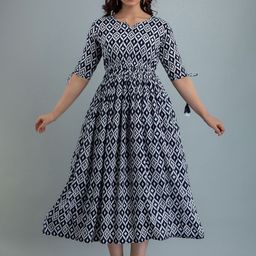 Intizer Geometric Printed Notch-Neck Ethnic Dresses-13