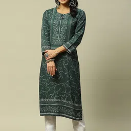 Rangriti Floral Printed Keyhole Neck Three-Quarter Sleeves  Kurta-picture-44