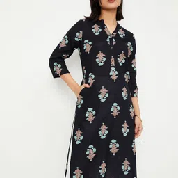 max Floral Printed Mandarin Collar Straight Kurta-image-5