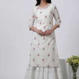W Floral Printed Round Neck Kurta-image-76