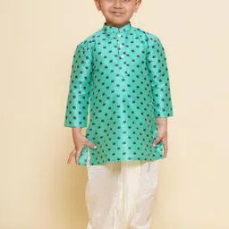 Sethukrishna Boys Geometric Printed Flared Sleeves Mirror Work Kurta-86