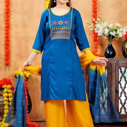 Aarika Girls Mirror Work Kurta-image-1