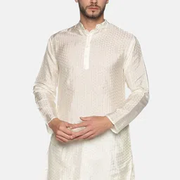 Sethukrishna Men Cream-Coloured Woven Design Kurta-10