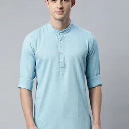 Cross Court Band Collar Pure Cotton Straight Short Kurta-picture-21