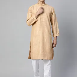 MANQ Men Beige Straight Kurta-image-35