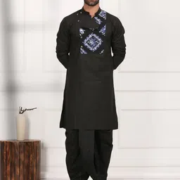 MIDAV Mandarin Collar Knee Length Cotton Thread Work Kurta-image-36