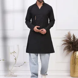 MIDAV Band Collar Thread Work Kurta-image-35