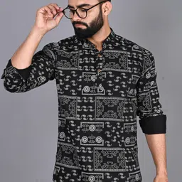 FUBAR Mandarin Collar Ethnic Motifs Printed Short Kurta-picture-25