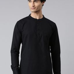 THE SOUL PATROL Band Collar Pure Cotton Short Kurta-image-51